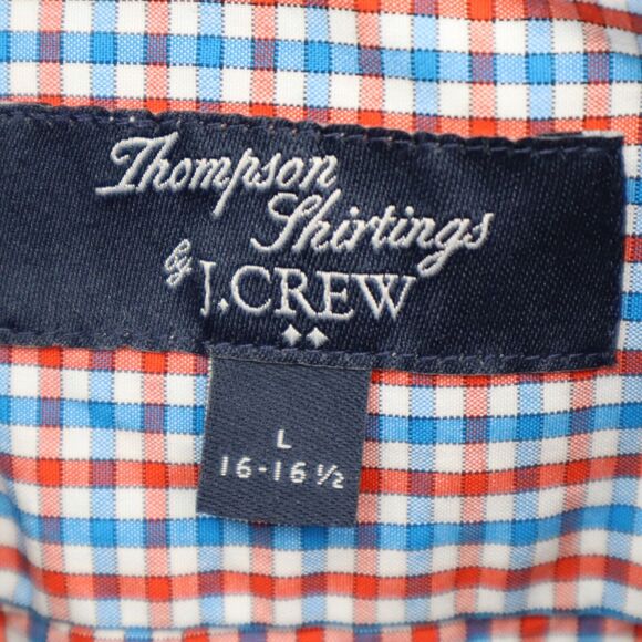 J Crew Shirt Mens Large 16 .5 Blue Red Plaid Dress Workwear Office Button Up - Picture 2 of 16